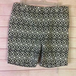 Mario Serrani Italy Black White Print‎ Shorts Size 12